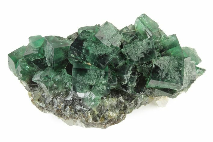 Fluorescent Green Fluorite On Quartz - Diana Maria Mine, England #243349